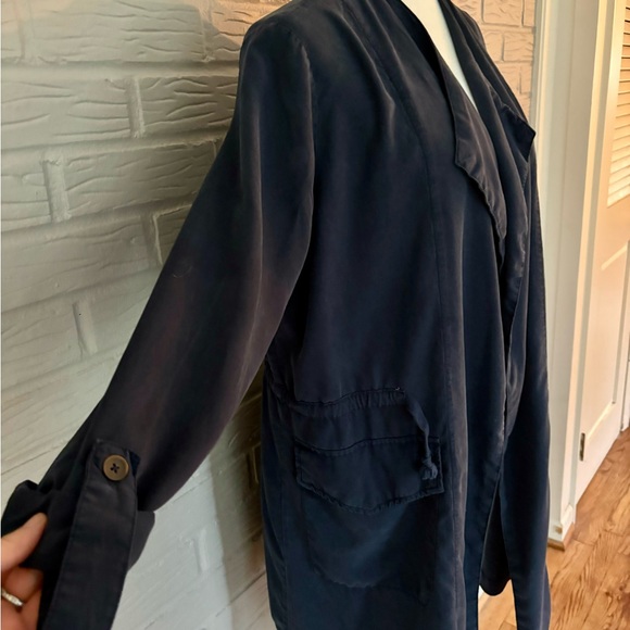 Sanctuary duster navy blue trench coat with drawstring waist, women’s medium - Picture 3 of 7